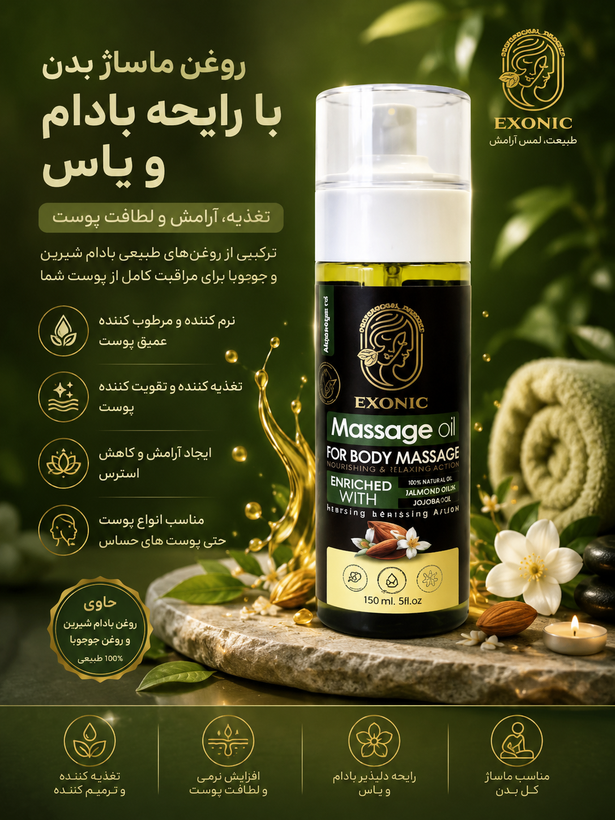 انواع روغن های ماساژ بدن اکسونیک 150 میل